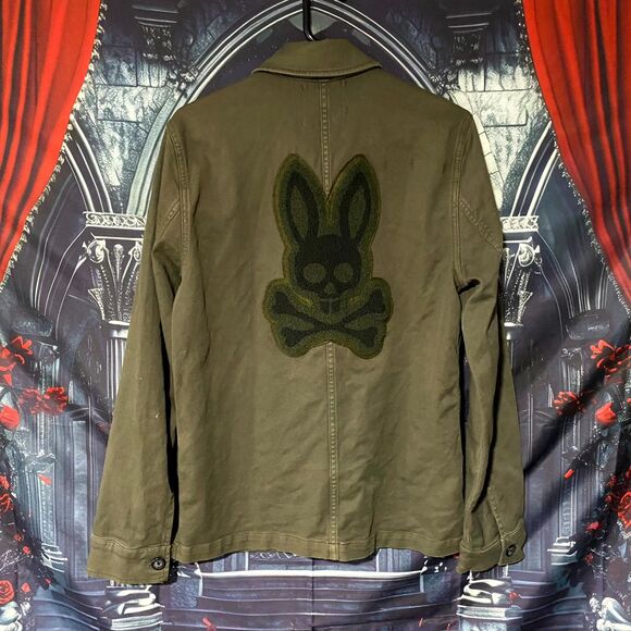 Psycho Bunny Chore Jacket Mens XS Green Cotton Embroidered Logo Outdoor Workwear - Picture 2 of 6